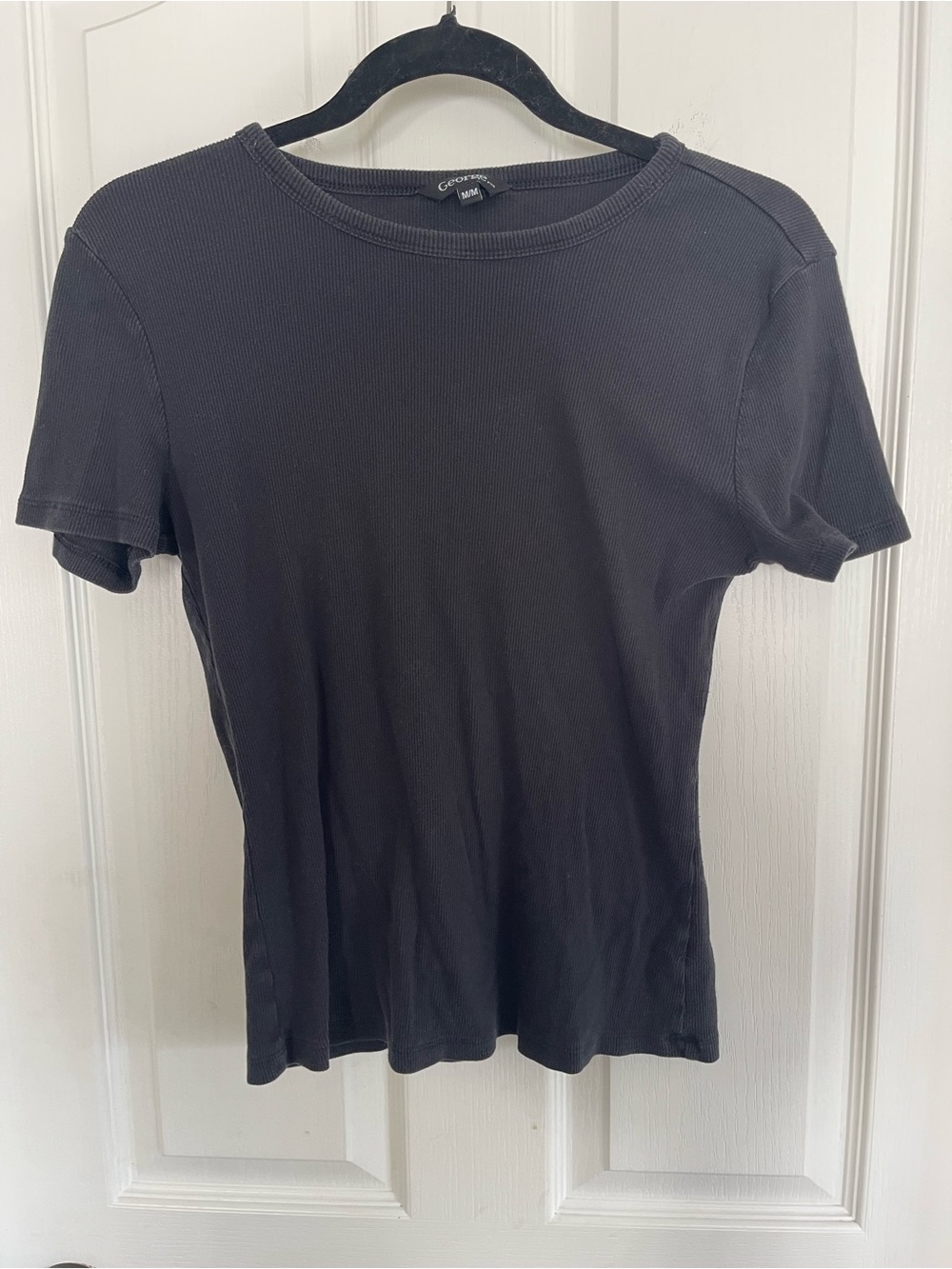 George Black Ribbed Short Sleeve Tee